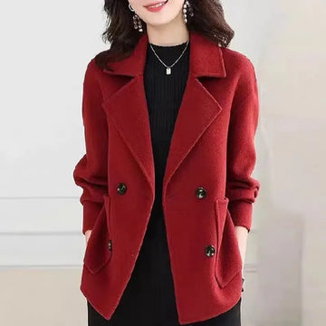 Chic & Versatile – Women's Double-Breasted Wool Coat 2025